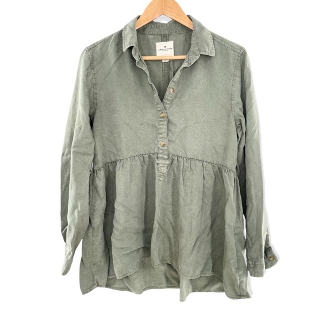 American Eagle long sleeve high low blouse